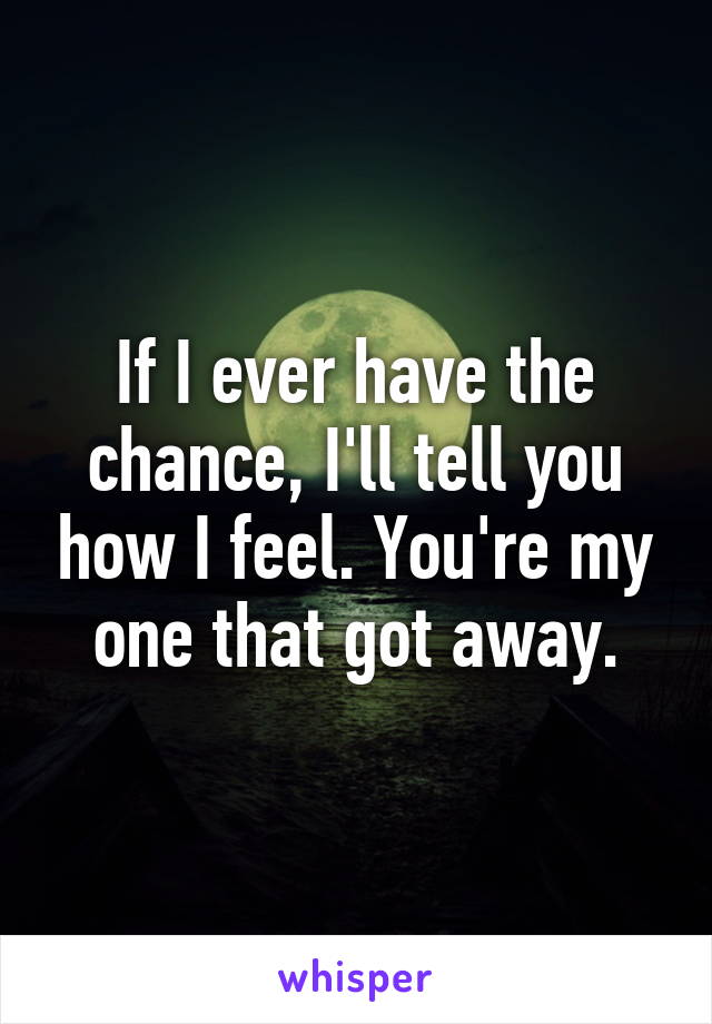 If I ever have the chance, I'll tell you how I feel. You're my one that got away.