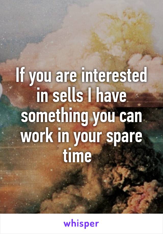 If you are interested in sells I have something you can work in your spare time  