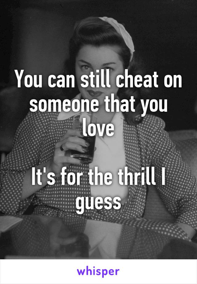 You can still cheat on someone that you love

It's for the thrill I guess