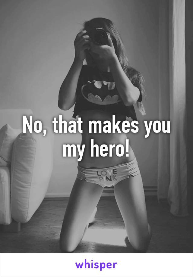 No, that makes you my hero!