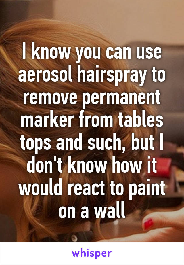 I know you can use aerosol hairspray to remove permanent marker from tables tops and such, but I don't know how it would react to paint on a wall