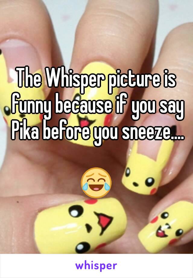 The Whisper picture is funny because if you say Pika before you sneeze....

😂