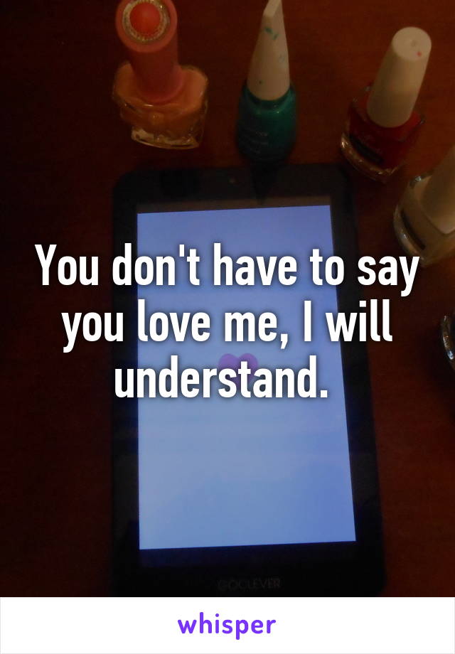 You don't have to say you love me, I will understand. 