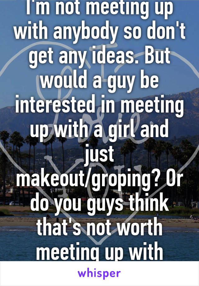I'm not meeting up with anybody so don't get any ideas. But would a guy be interested in meeting up with a girl and just makeout/groping? Or do you guys think that's not worth meeting up with someone.