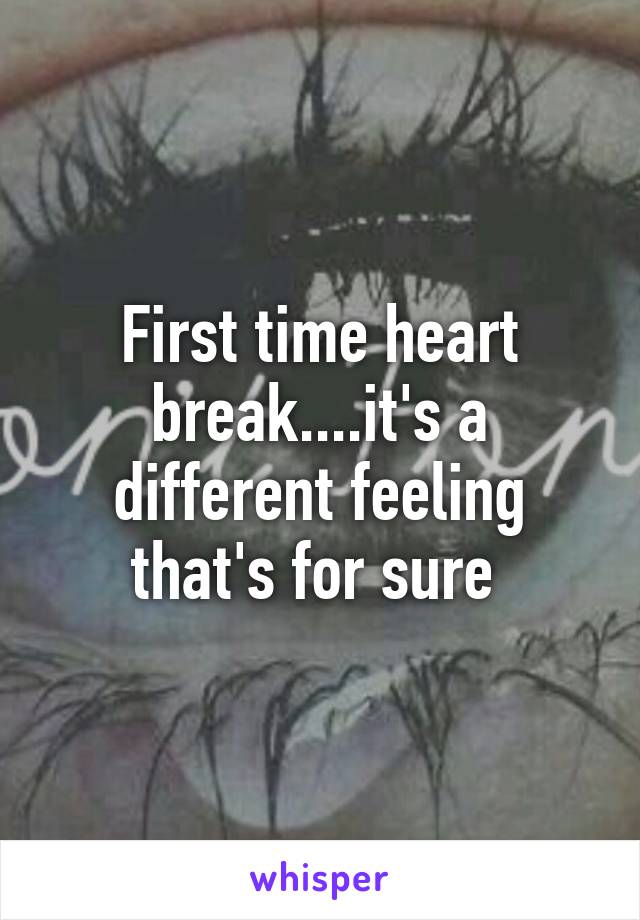 First time heart break....it's a different feeling that's for sure 
