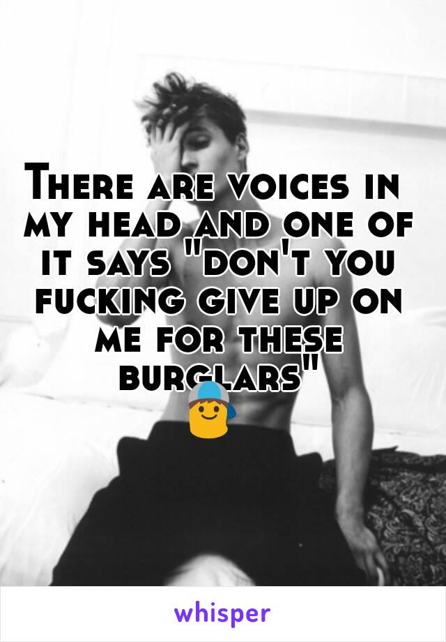 There are voices in my head and one of it says "don't you fucking give up on me for these burglars"
👦