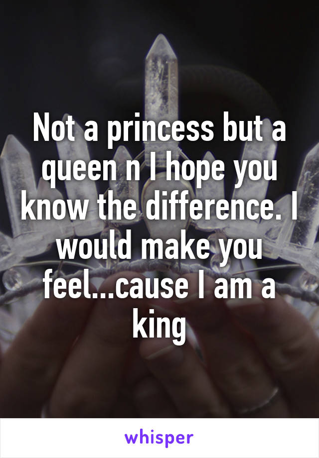 Not a princess but a queen n I hope you know the difference. I would make you feel...cause I am a king