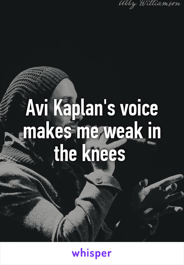 Avi Kaplan's voice makes me weak in the knees 