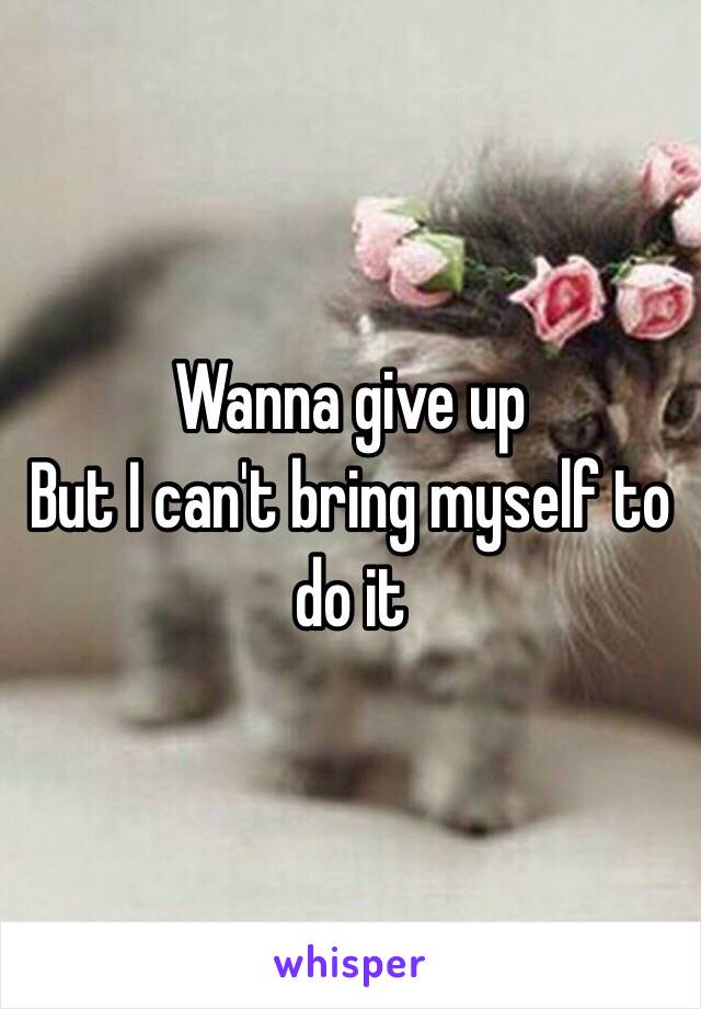 Wanna give up 
But I can't bring myself to do it 