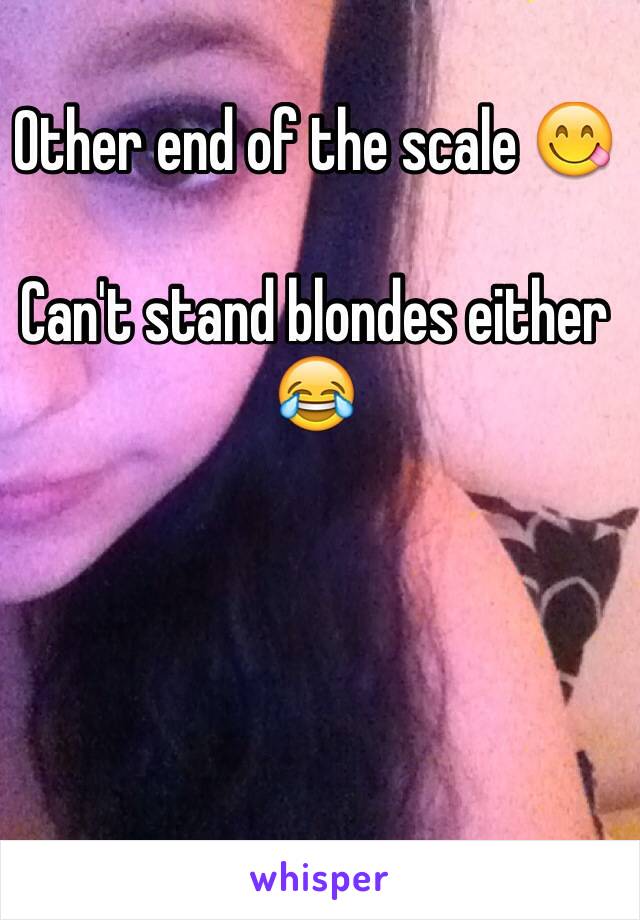 Other end of the scale 😋 

Can't stand blondes either 😂