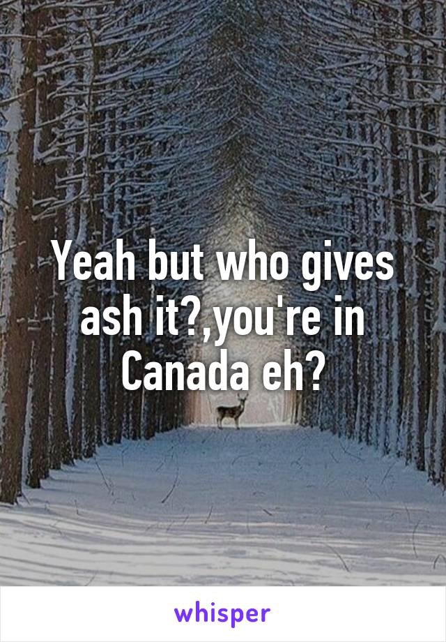 Yeah but who gives ash it?,you're in Canada eh?