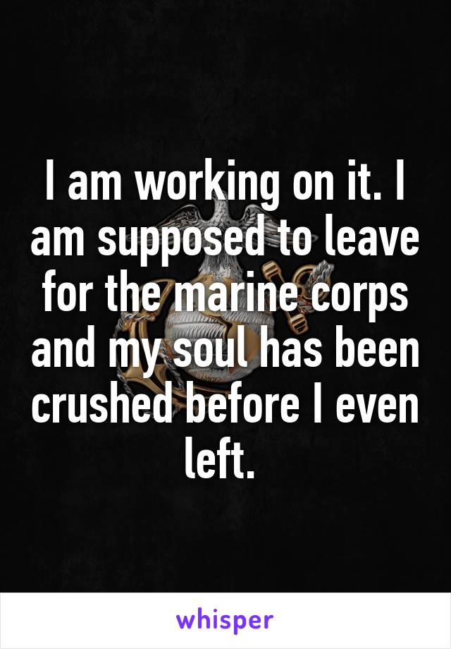 I am working on it. I am supposed to leave for the marine corps and my soul has been crushed before I even left. 
