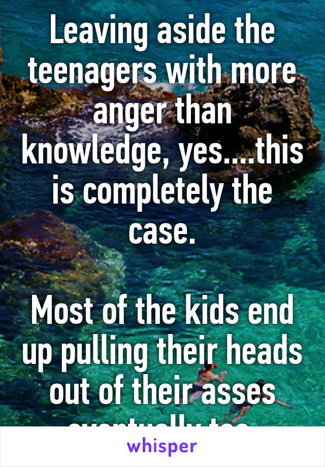 Leaving aside the teenagers with more anger than knowledge, yes....this is completely the case.

Most of the kids end up pulling their heads out of their asses eventually too.