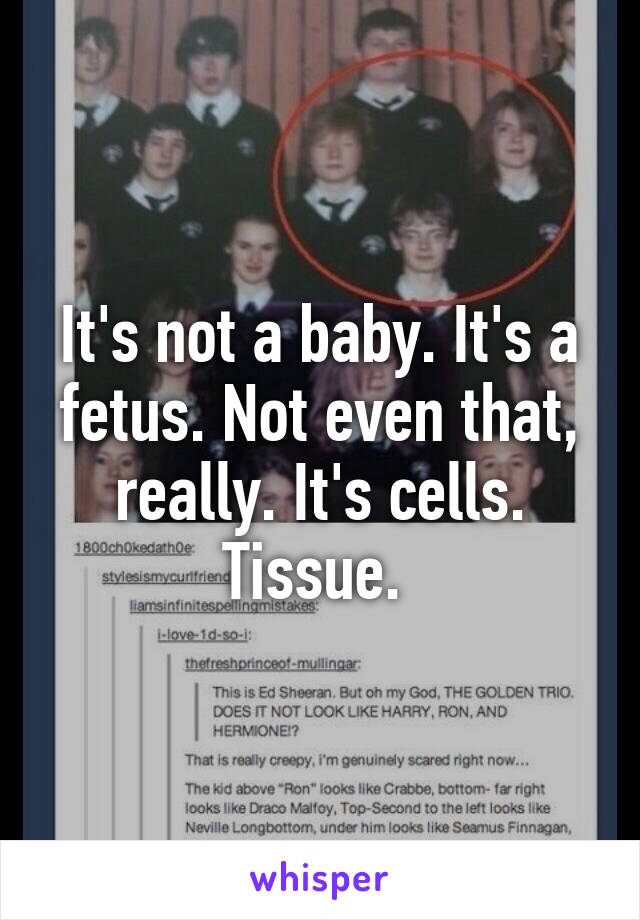 It's not a baby. It's a fetus. Not even that, really. It's cells. Tissue. 