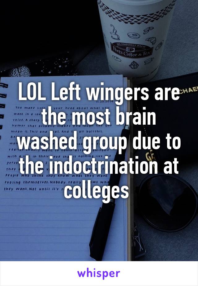 LOL Left wingers are the most brain washed group due to the indoctrination at colleges 