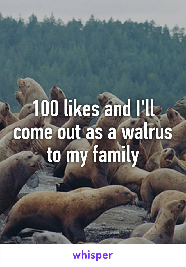 100 likes and I'll come out as a walrus to my family