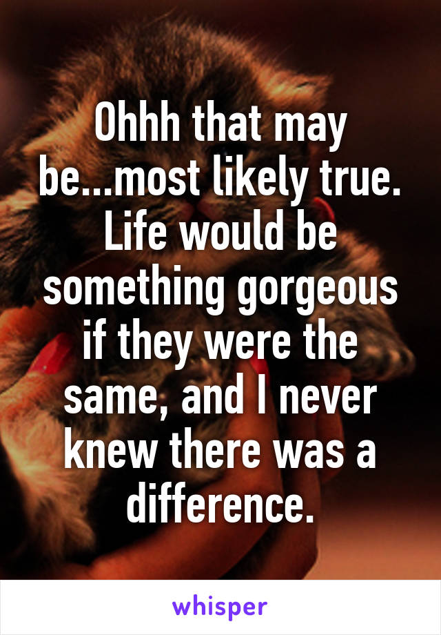 Ohhh that may be...most likely true. Life would be something gorgeous if they were the same, and I never knew there was a difference.