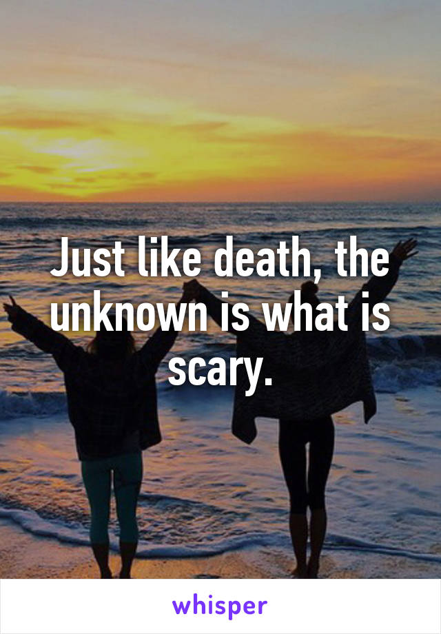 Just like death, the unknown is what is scary.