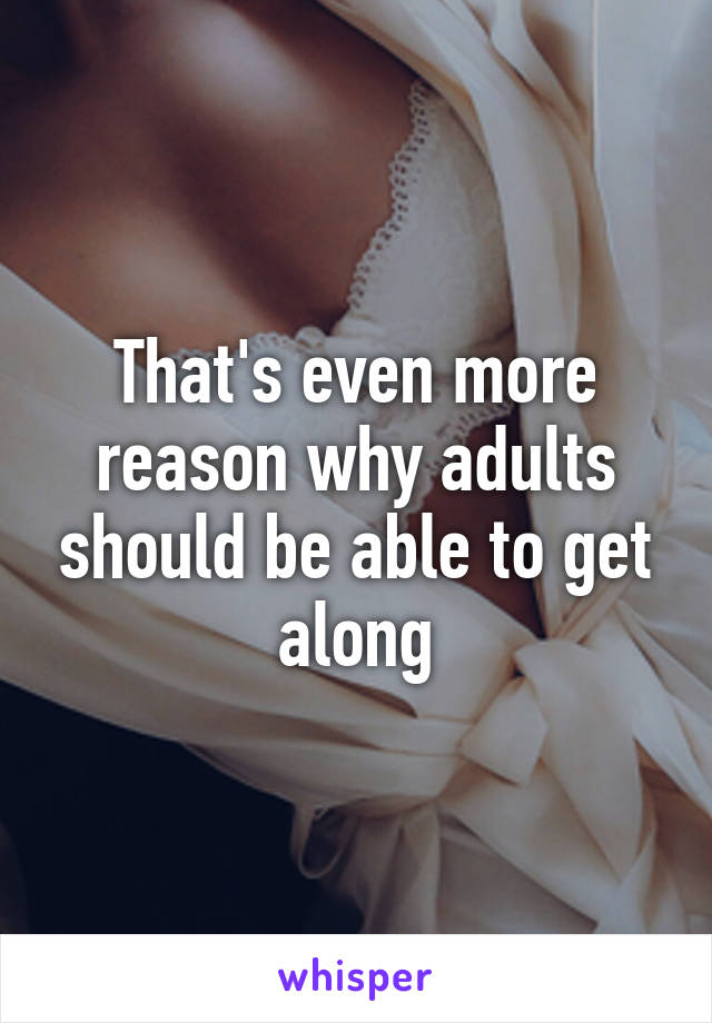 That's even more reason why adults should be able to get along