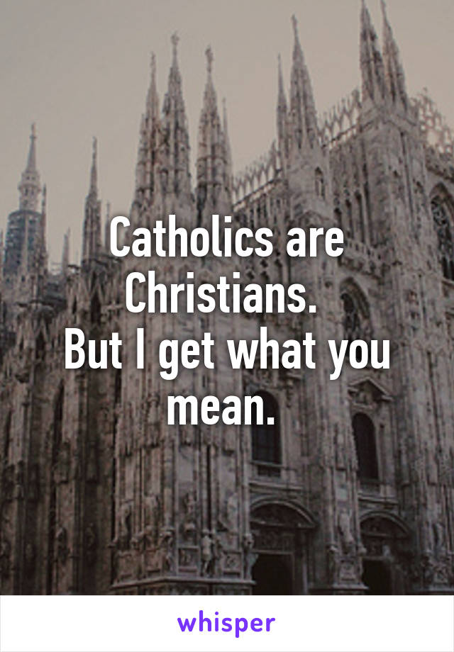 Catholics are Christians. 
But I get what you mean. 