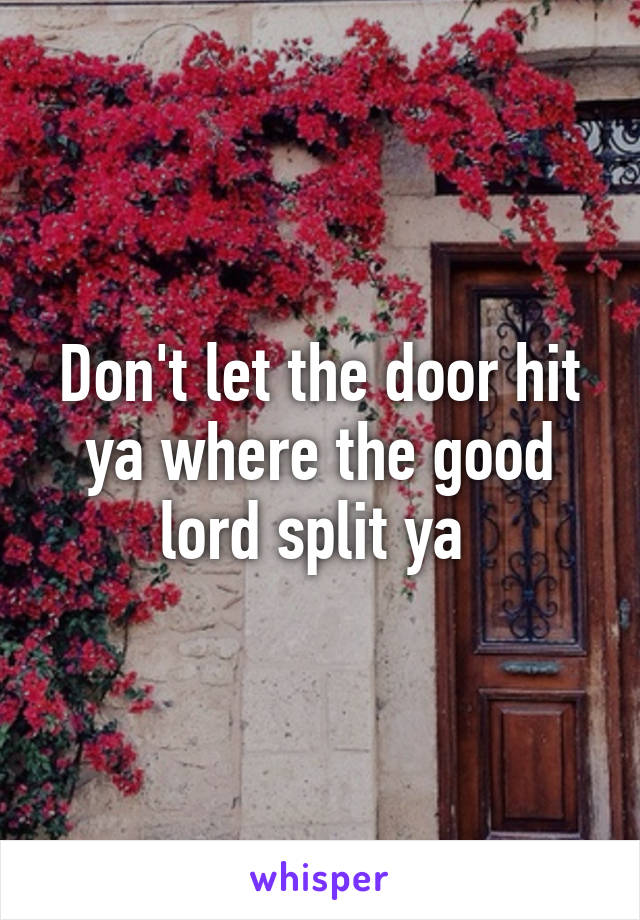 Don't let the door hit ya where the good lord split ya 