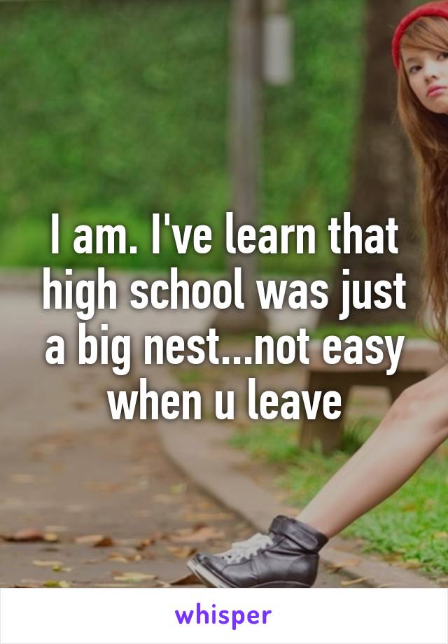 I am. I've learn that high school was just a big nest...not easy when u leave