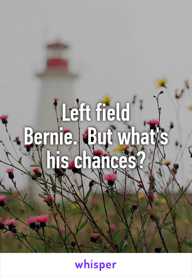 Left field
Bernie.  But what's his chances?