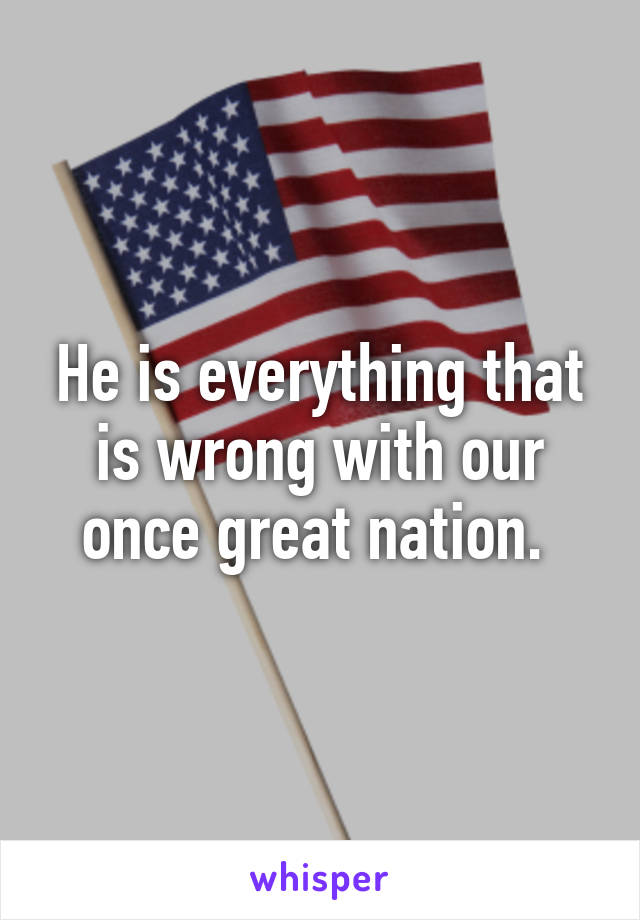 He is everything that is wrong with our once great nation. 