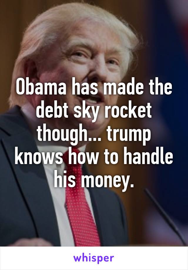 Obama has made the debt sky rocket though... trump knows how to handle his money.