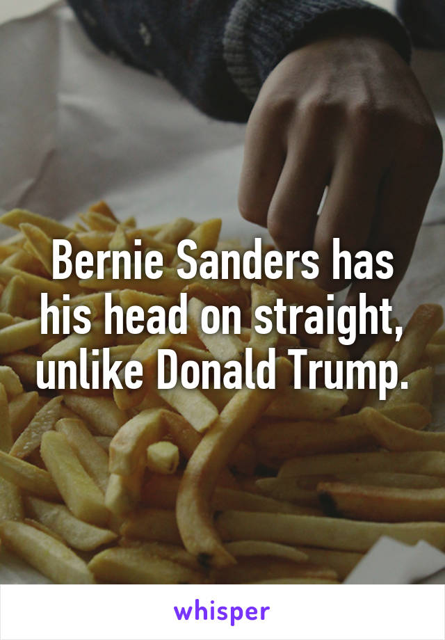 Bernie Sanders has his head on straight, unlike Donald Trump.