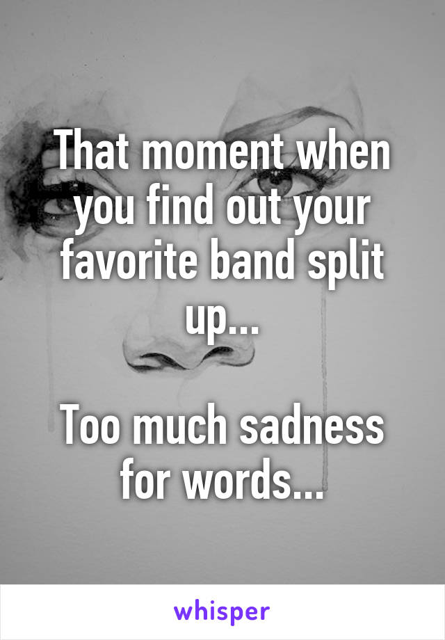 That moment when you find out your favorite band split up...

Too much sadness for words...