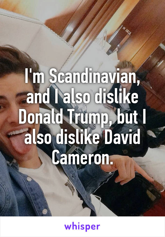 I'm Scandinavian, and I also dislike Donald Trump, but I also dislike David Cameron.