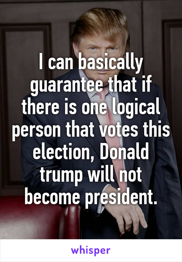 I can basically guarantee that if there is one logical person that votes this election, Donald trump will not become president.