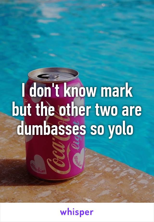 I don't know mark but the other two are dumbasses so yolo 