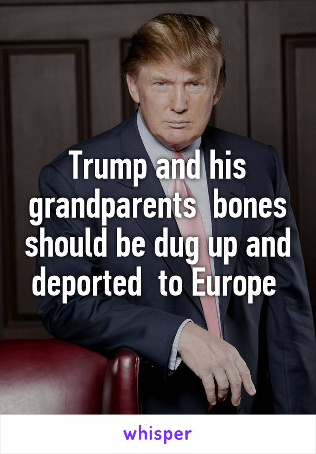 Trump and his grandparents  bones should be dug up and deported  to Europe 