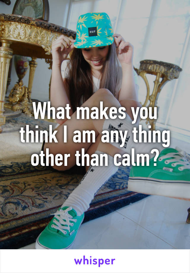 What makes you think I am any thing other than calm?