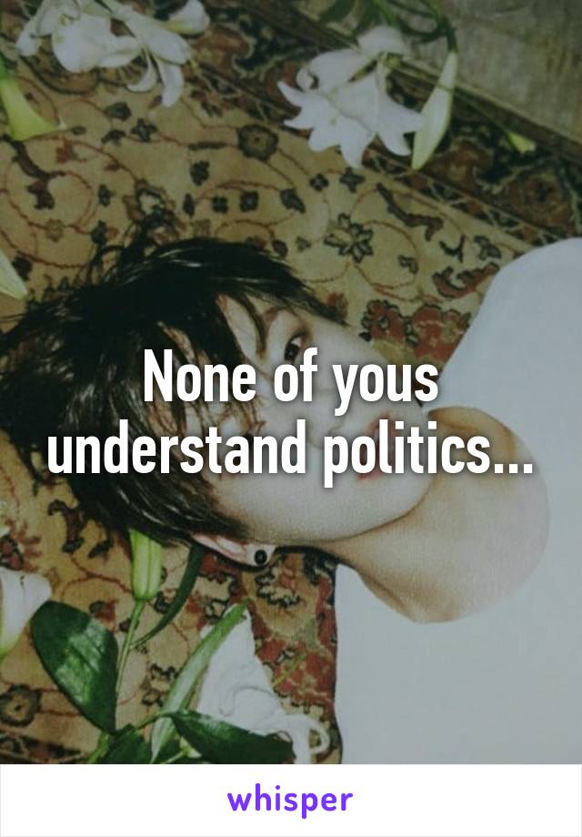 None of yous understand politics...