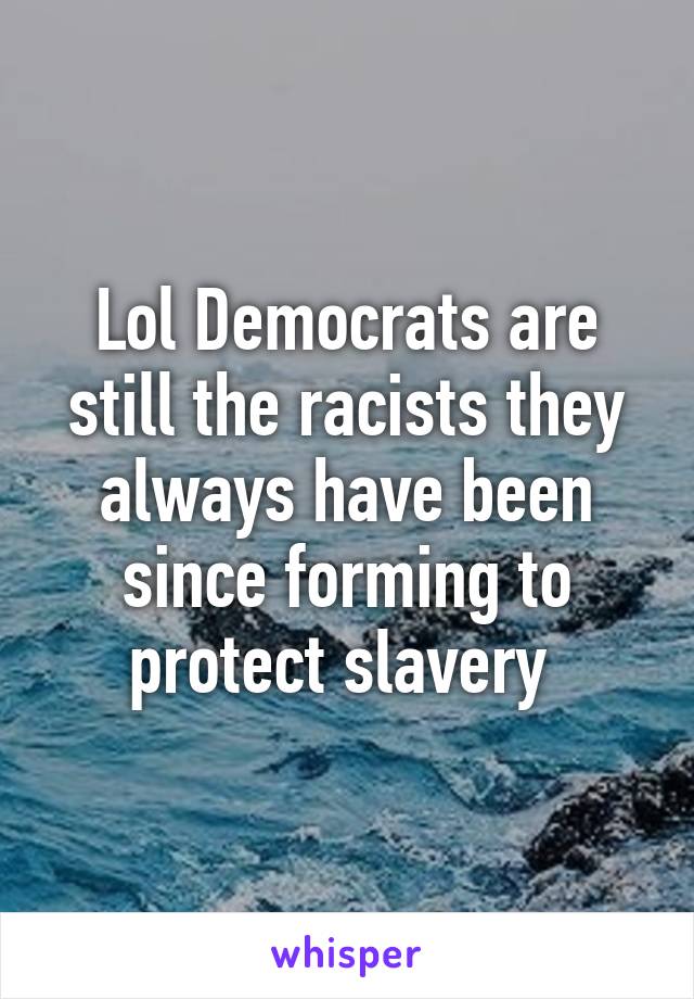 Lol Democrats are still the racists they always have been since forming to protect slavery 