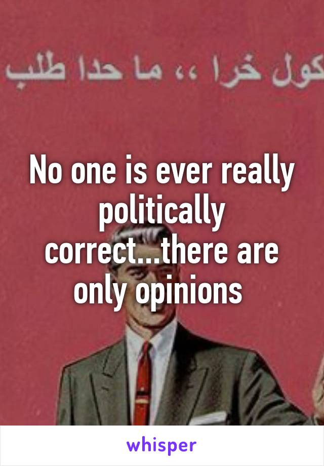 No one is ever really politically correct...there are only opinions 