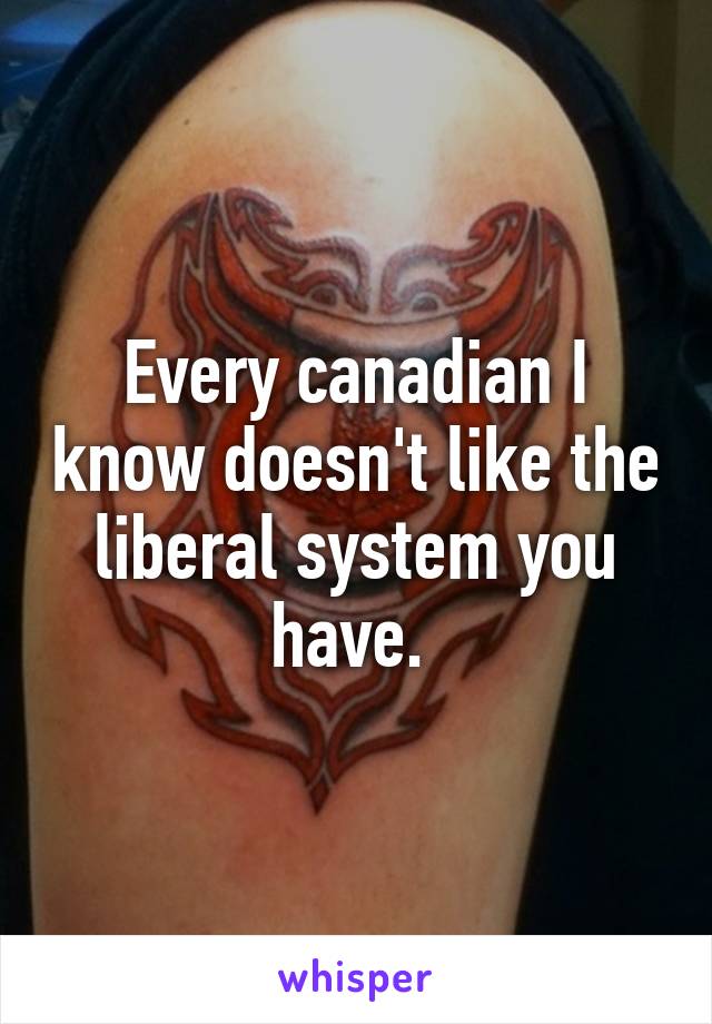 Every canadian I know doesn't like the liberal system you have. 