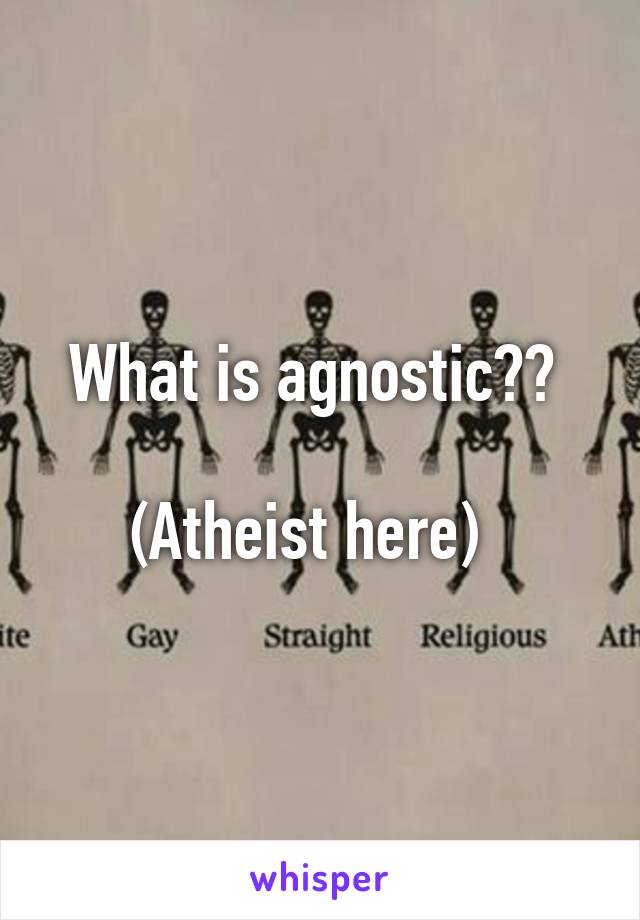 What is agnostic?? 

(Atheist here)  