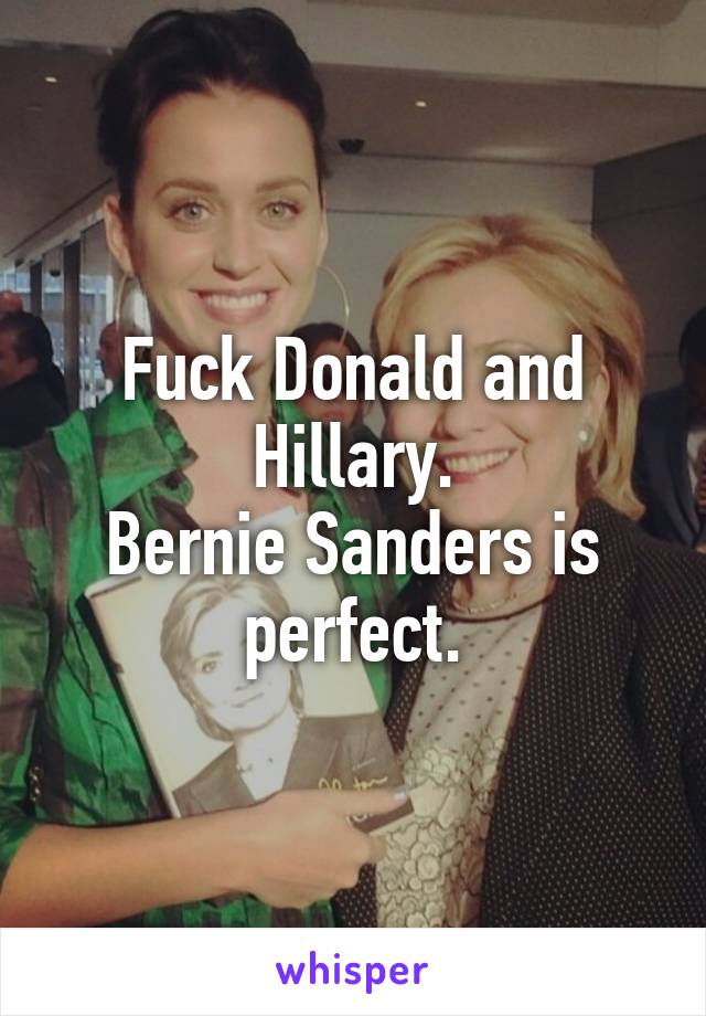 Fuck Donald and Hillary.
Bernie Sanders is perfect.