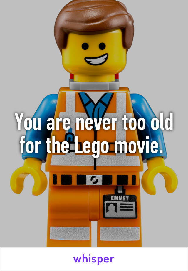 You are never too old for the Lego movie. 