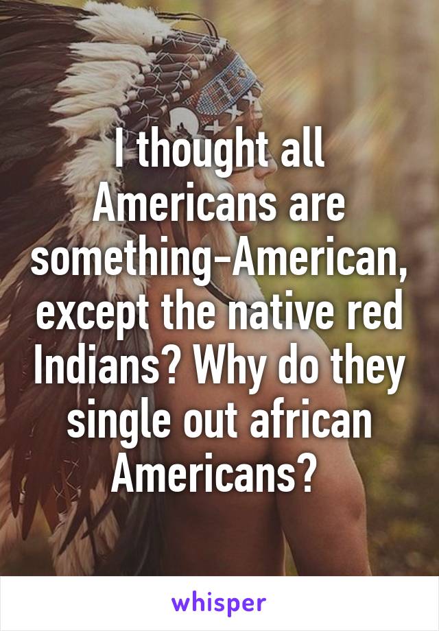 I thought all Americans are something-American, except the native red Indians? Why do they single out african Americans? 