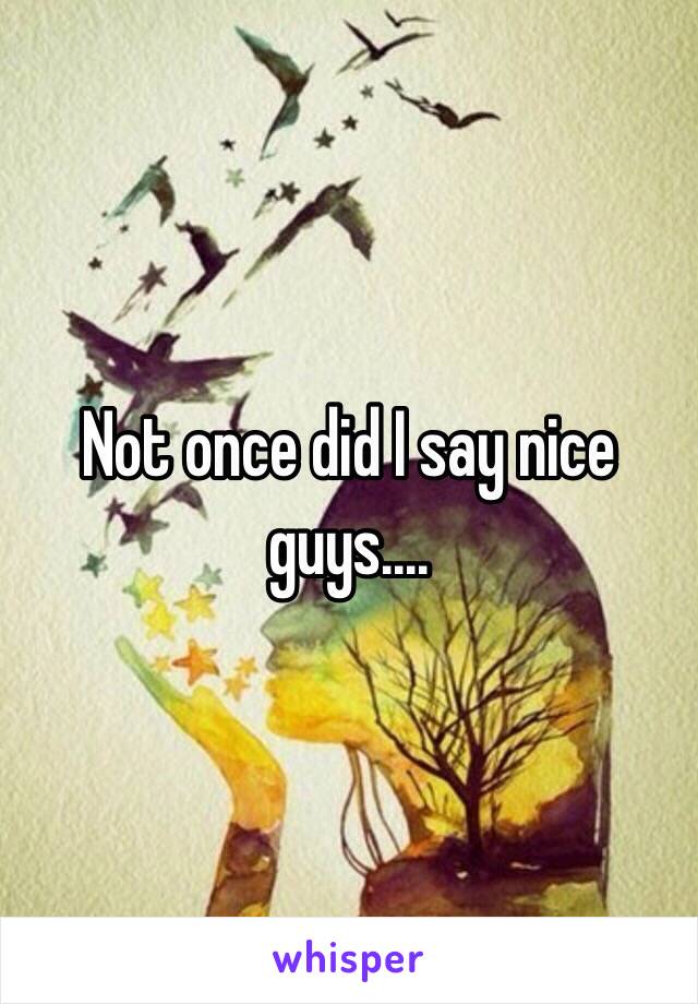 Not once did I say nice guys....