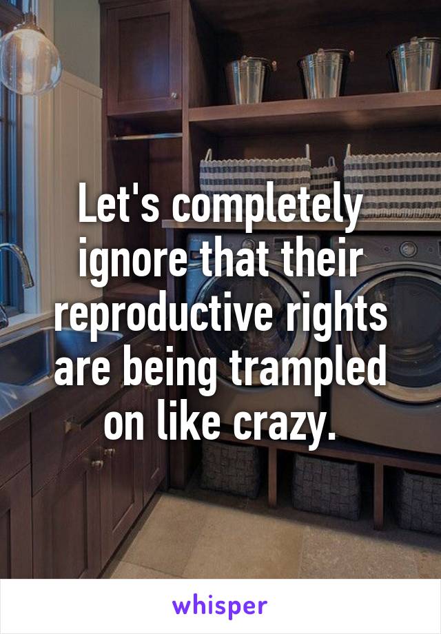 Let's completely ignore that their reproductive rights are being trampled on like crazy.