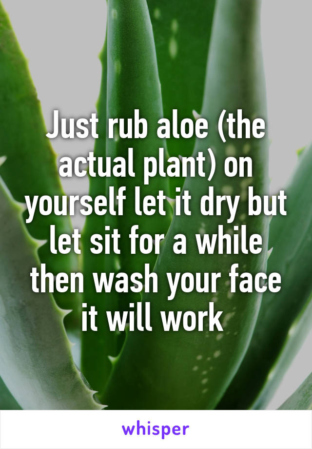 Just rub aloe (the actual plant) on yourself let it dry but let sit for a while then wash your face it will work 