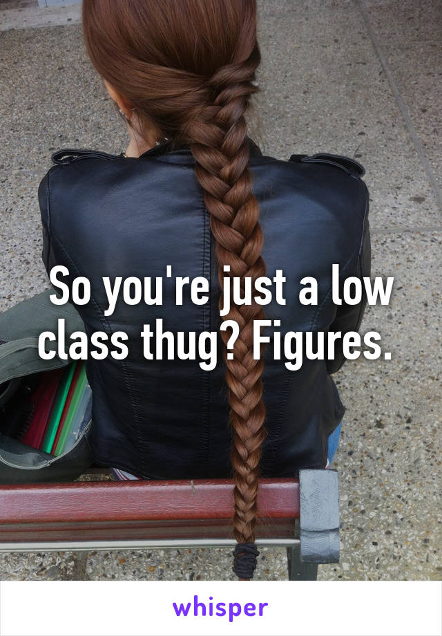 So you're just a low class thug? Figures. 