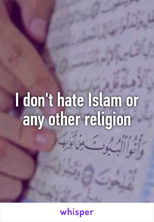 I don't hate Islam or any other religion