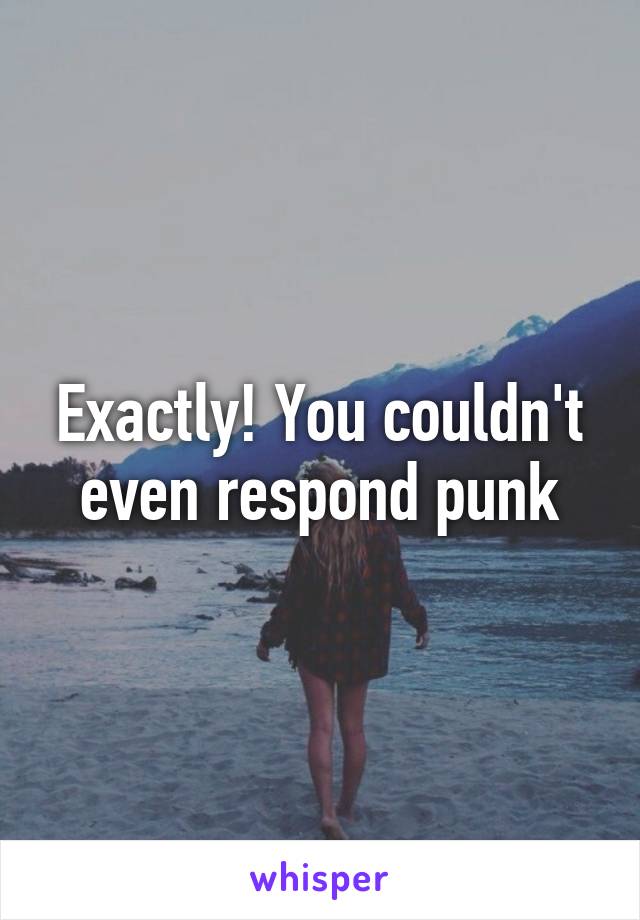 Exactly! You couldn't even respond punk